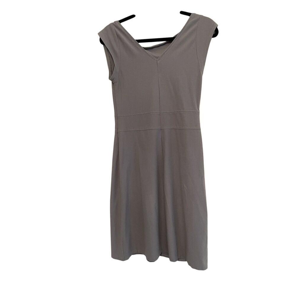 Womens Rene Rene Grey Short Sleeve V Neck Pencil Dress Stretch Small Bow